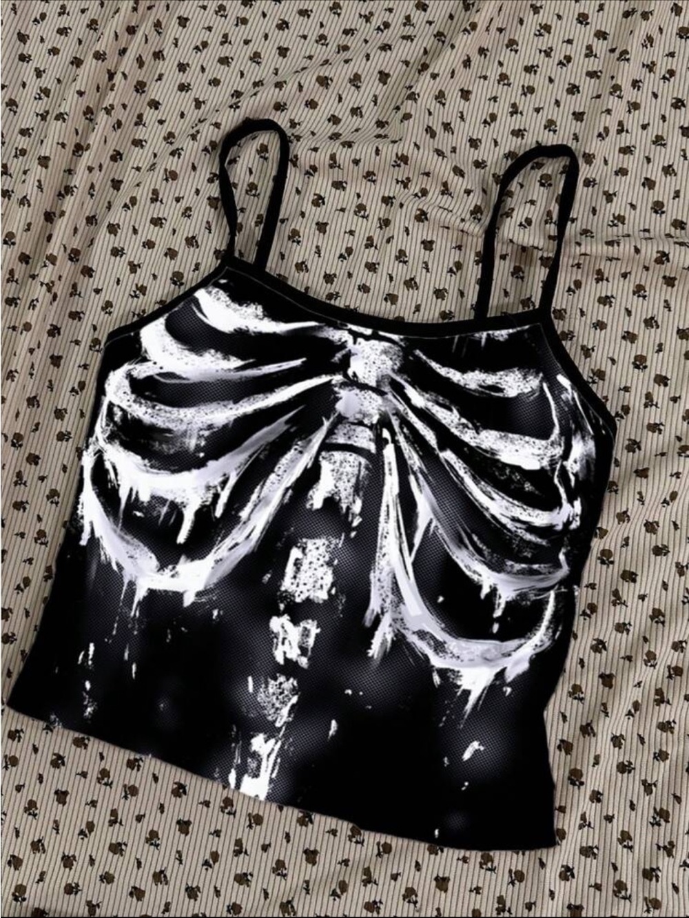 Grunge Skeleton Print Spaghetti Strap Tank NEW 🏷️